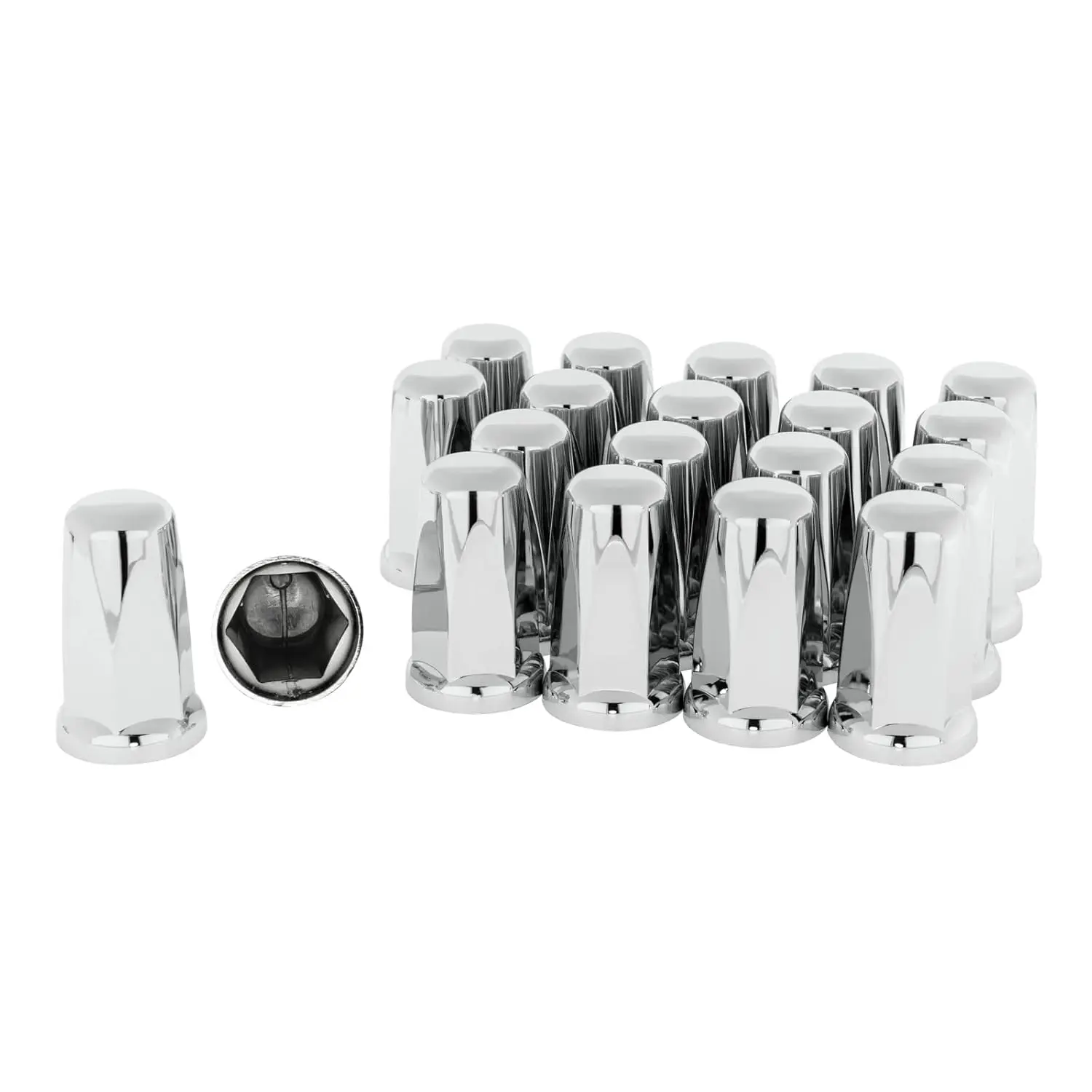 20/60 Pack 33mm Chrome ABS Push On Lug Nut Covers, 33mm X 3-1/4" Plastic Nut Covers with Chrome Plated Semi Truck Lug Nut Covers