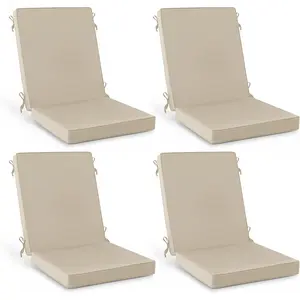 Outdoor Dining Chair Cushions 4 Pack, Water Resistant High  Patio Seat Cushion Set with Ties, Removable Covers, Non-Slip Bottom for Garden Lawn Patio Furniture, 44 x 20 Inch, Cream