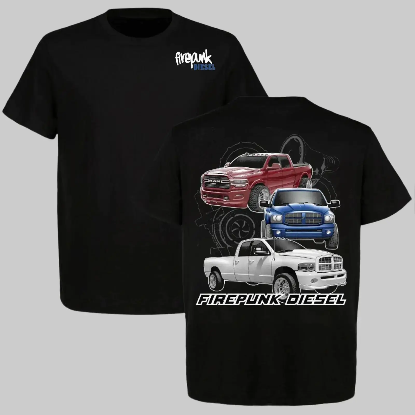 Vintage Firepunk Diesel Ram Truck Graphic Tee Unisex Cummins Performance Cotton Shirt Retro Streetwear Muscle Car Enthusiast Top