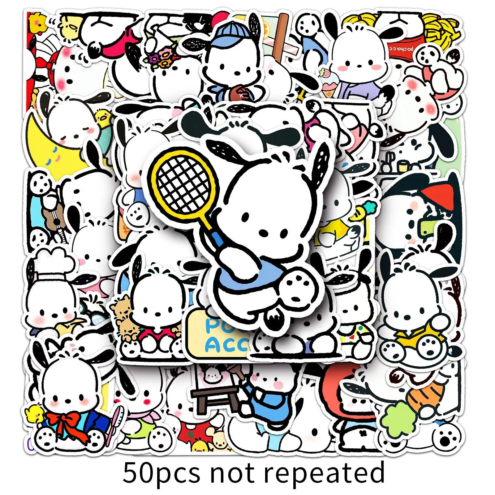 50Pcs Official Sanrio Pochacco Waterproof Vinyl Stickers for Water Bottle Laptop