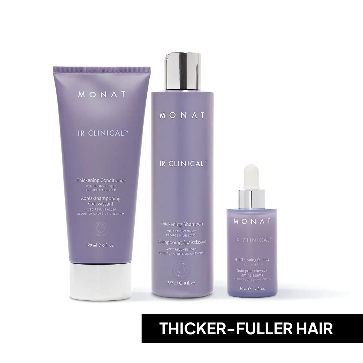 MONAT IR Clinical Hair Thinning Defense System | Thickening Shampoo, Conditioner & Scalp Serum for Fuller-Looking Hair