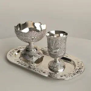 High-End Silver Edge Decorative Tray - Electroplated Oval Plate for Fruits Desserts & Desktop Storage Stylish Serving Plate for Home Kitchen Party Serving