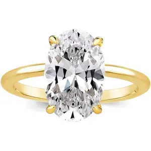 3.5 Carat Elongated Oval Cut Engagement Ring for Women Gold Plated 925 Sterling Silver Simulated Diamond Promise Ring