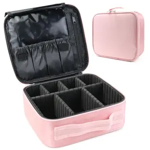 Travel Makeup Bag Cosmetic Bag Adjustable Dividers, Professional Cosmetic Artist Organizer,Makeup Organizer Bag Waterproof,Perfect Mother Gift For Friend& Family.