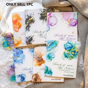 Vintage Watercolor Dye Gold Foil Stickers Pack of 15, Handmade DIY Scrapbook Album Decorative Paper Crafts, Perfect for Journaling, Art Projects & Scrapbooking, Scrapbook Materials