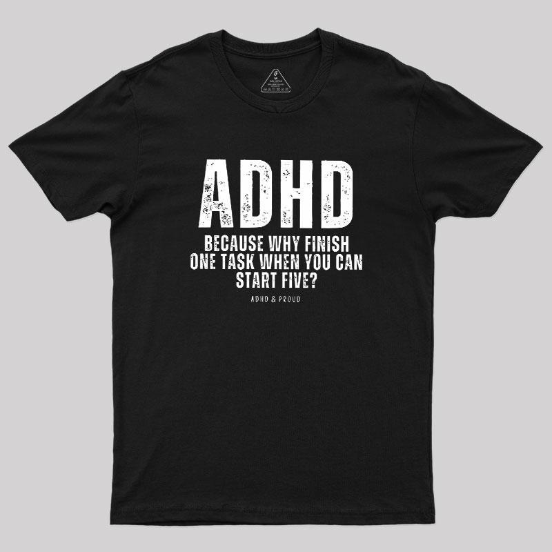 Men's ADHD Pride Short-Sleeve Crew Neck Tee - Bold Lettering, Text Print, Geek Pride Graphic Tops for Casual Streetwear Menswear Apparel