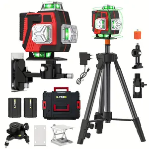 16 Lines 4D Laser Level Green Line SelfLeveling 360 Horizontal And Vertical Remote Control Green Beam Laser Levels 2pcs Battery
