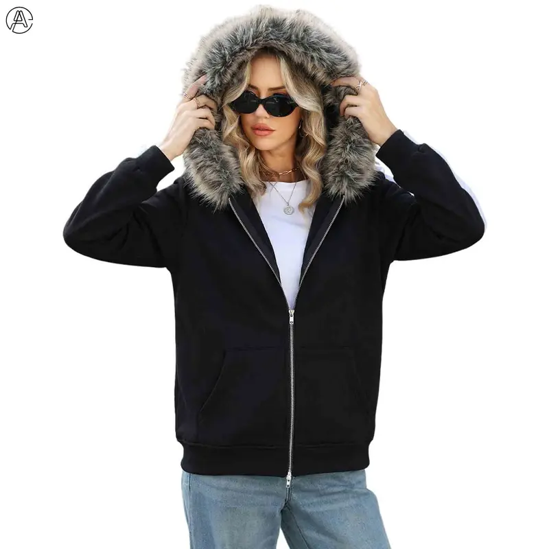 fur hood zip up y2k - TikTok Shop