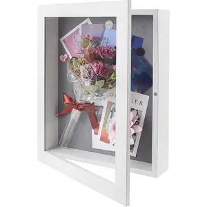 , 11x14 Shadow Box Frame - Front Opening - 2 inch Depth Display Box for Wall and Tabletop Display- Memory Box, 6 Pins Included (11x14, White)