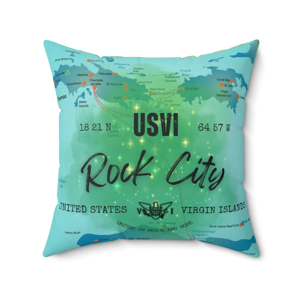 Rock City U.S. Virgin Islands Spun Polyester Square Pillow