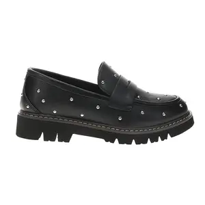 Corkys Womens Stud Muffin Studded Lug Sole Loafers Casual - Black