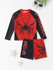 Children Spider-Man Split Swimwear Set, Block Quick-Dry Sunscreen Boys' Two-Piece Swimsuit, Kids Swimming Gear, Swim Shorts