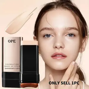 Foundation Stick, Cosmetic Foundation, Waterproof Sweatproof, All-Day Wear, Smooth Non-Flaking Texture, Even Application with Brush, Natural Matte Finish, No-Makeup Look, Daily Skin Tint Stick