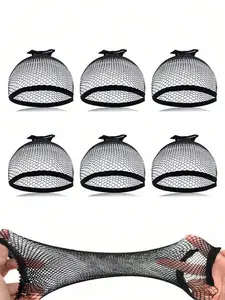 6pcs Stretchable Elastic Hair Net, Liner Weaving Cap, Comfortable Hairnets, Open Ended Fishnet Wig Cap for Women, All Seasons, Daily Use, Hair Accessory
