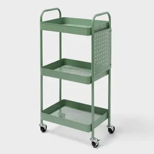 3 Tier Pegboard Cart Green - Brightroom
