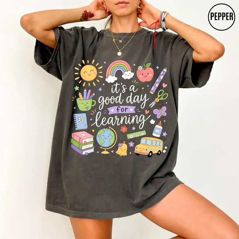 Comfort Colors It's a Good Day for Learning Teacher Shirt, Doodle Tee, Teacher Appreciation Gift, Back to School Apparel, Full Colors, Full Sizes