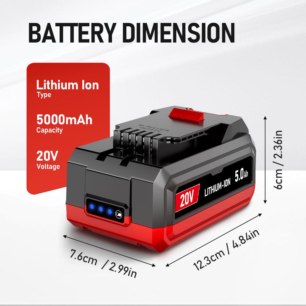 20V 5.0Ah High-Capacity Lithium-Ion Replacement Battery for Bauer Cordless Power Tools, Compatible with Models 1701C-B, 1702C-B, 1907C-B, 2108C-B, 2109C-B