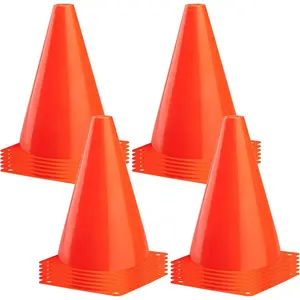 Plastic Training Cones (Set of 12/24 Pack 9" or 12/24 Pack 7" or 12/24 Pack Disc Cone) Agility Soccer Cones, Indoor Outdoor and Festive Events Field Marker Agility Cones