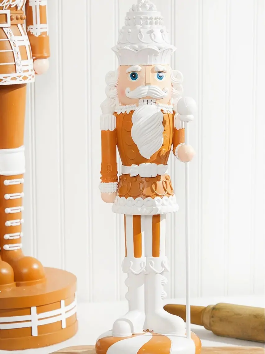 22 Inch Gingerbread Nutcracker Soldier Christmas Decoration with Staff