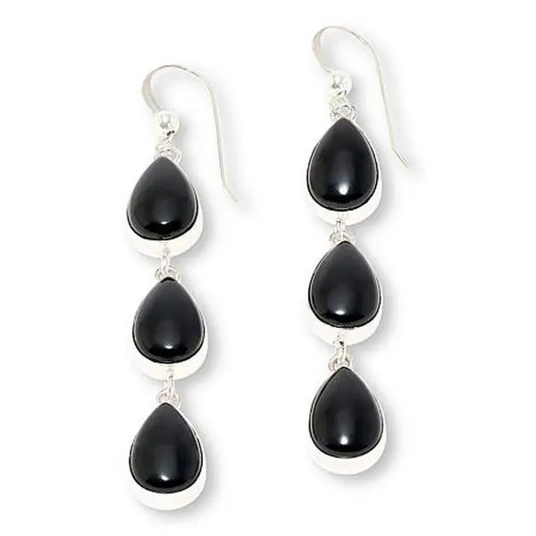 Mine Finds by Jay King Midnight Chalcedony Sterling Silver Station Drop Earrings
