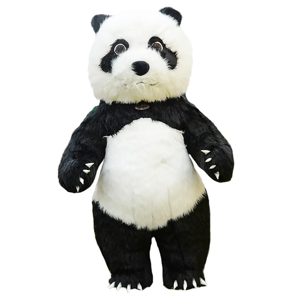 Inflatable Panda Plush Fursuit Costume Sets, Blow-Up Mascot Jumpsuit for Halloween, Wedding Fancy Party Cosplay