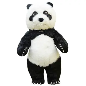 Inflatable Panda Plush Fursuit Costume Sets, Blow-Up Mascot Jumpsuit for Halloween, Wedding Fancy Party Cosplay