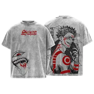 Vintage Oversized Sukuna Tee Washed Jujutsu Kaisen Execution The Movie Culling Game Arc Heavy Cotton Double Printed Anime Manga T-Shirt, Retro Unisex Streetwear Graphic Top, Ryomen Sukuna’s Vessel Curse King Edition JJK Japanese Otaku Gift Tee