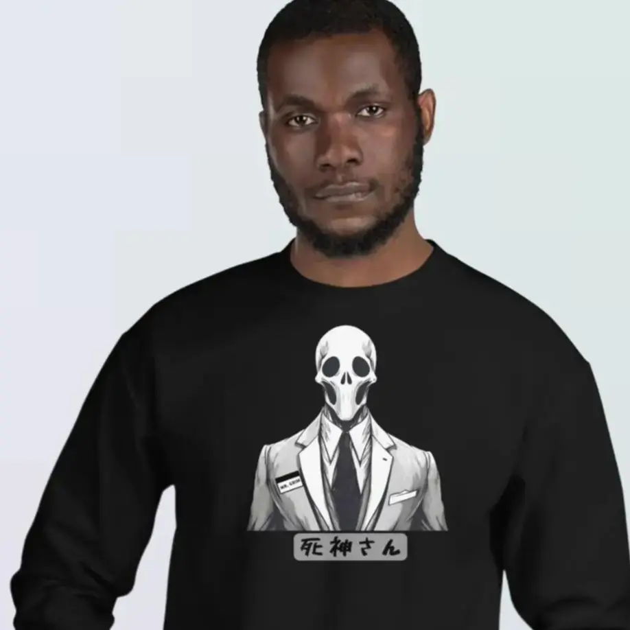 Mr. Grim Unisex Fitted Crew Neck Long Sleeve Medium-Length Classic Athletic Sweatshirt - Soft Pre-Shrunk Cotton, Spandex, Yarn, Polyester Rib Knit Fabric - Orange Men's Top, Longsleeves