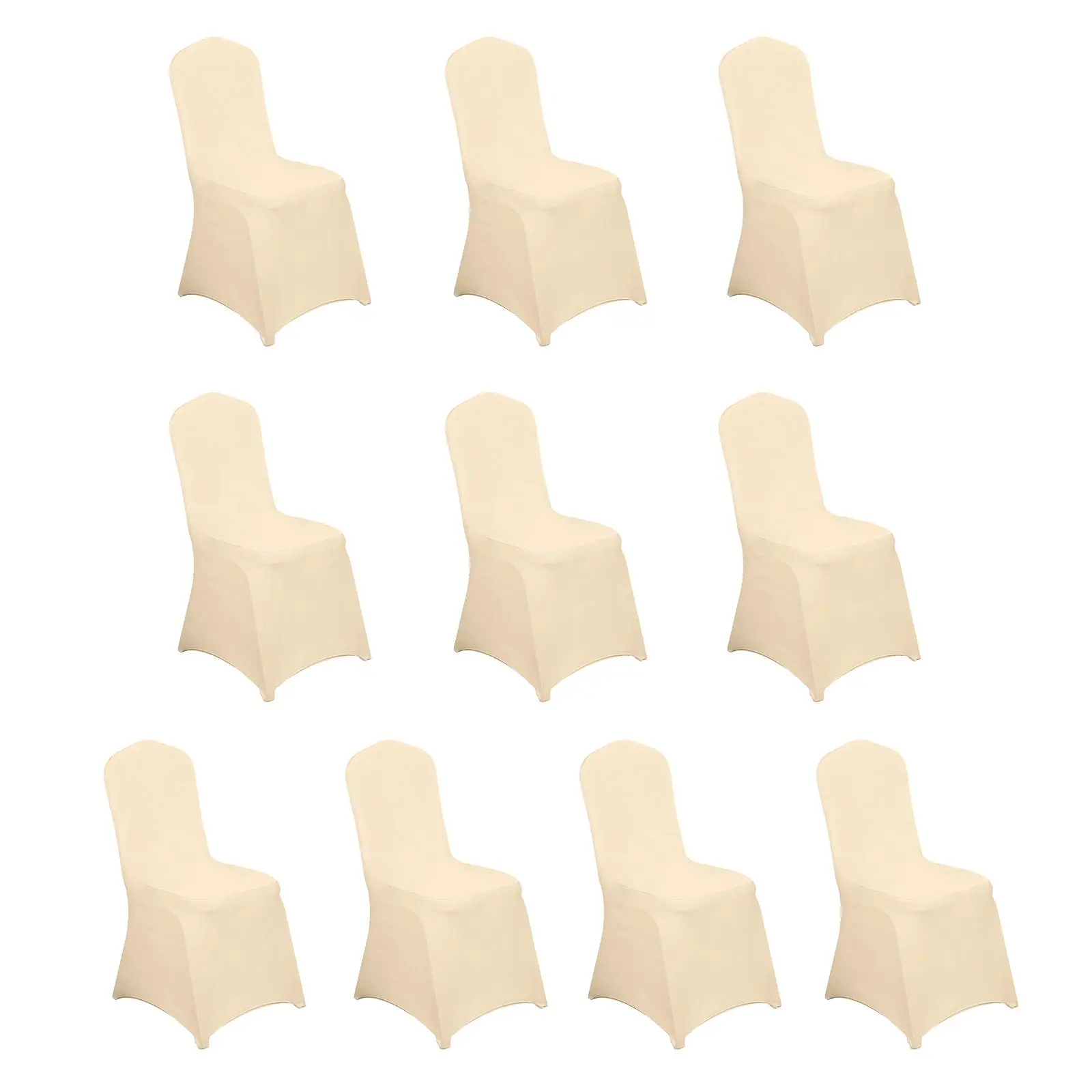 Beige Solid Dining Chair Slipcovers 10-Pack, Durable Reusable Machine Washable Spandex Covers for Wedding, Banquet Use, Dining Chair Covers, Washable Chair Slipcovers
