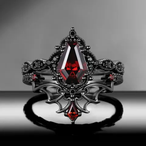 Gothic Punk Coffin Bat Stackable Punk Style Ring Set for Women, Vintage Design Party Jewelry, Unique Personality Ring Collection, Dark Aesthetic Rings