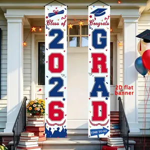 Congratulations Graduation Banner Set, Vibrant Porch Hanging Decorations, Perfect Outdoor & Indoor Party Decoration, Ideal for Front Porch, Yard, Garage, Yard Sign Banner
