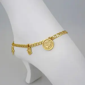 Waterproof 14k Gold Plated Women's Cuban Link Anklet - 10 Inches Long, Casual Style, Unisex Design