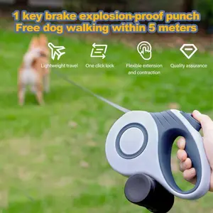 3M/5M Auto-Retractable Dog Leash with Built-in Waste Bag Dispenser | Tangle-Free, Anti-Burst Design for Safe & Convenient Walks | Perfect for Small, Medium & Large Dogs | Durable & Hands-Free Pet Accessory