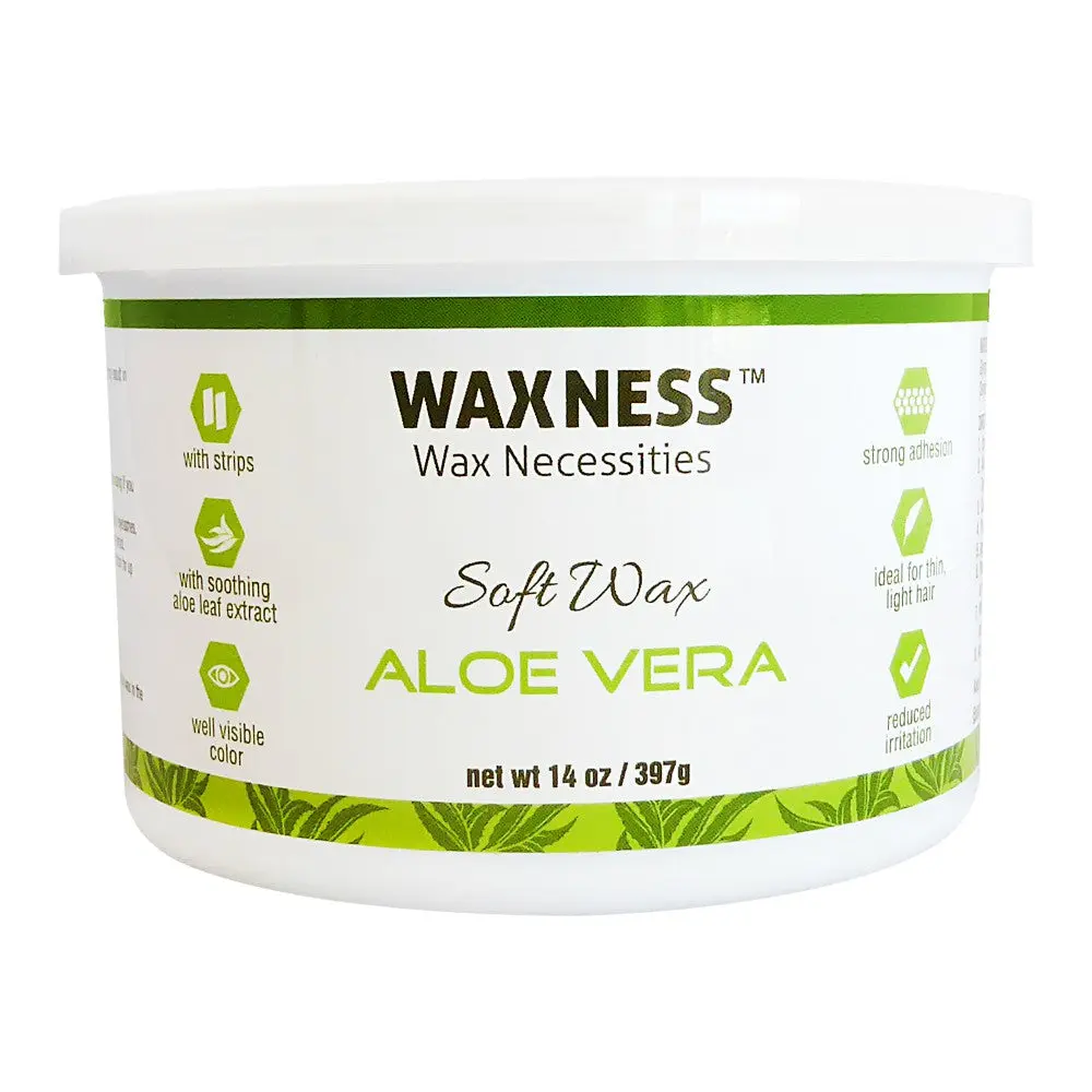 WAXNESS Aloe Vera Semi-Solid Depilatory Soft Wax - 14 oz (500ml) Single Item, Easy Hair Removal Body Care Cosmetic Solution, Depilatory Body Care