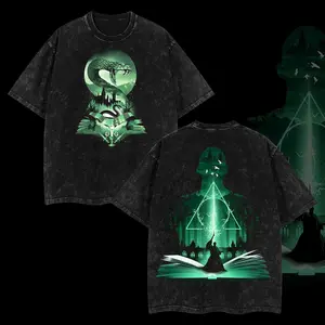 The Dark Lord Voldemortt - Harry Potterrrr Edition Double Printed Oversize Lightweight Acid Washed Tee TV series Vintage Graphic Design Top Cotton Wizard Comic Streetwear T-Shirt Clothes Menswear Womenswear.
