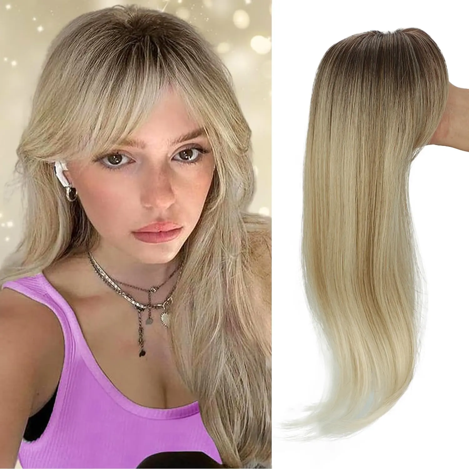 Hair Topper Clip In Bangs 3d 360° Cover With For Women  18 Inch Fluffy Mini Toppers Fringe Pieces Daily Use (rt6 12 613a)