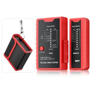 Network  Tester RJ45 for LAN & TEL Continuity of RJ45/11/12 CAT5E CAT6 CAT7 UTP & STP Shielded Ethernet Wires Test Tool - W/Carrying Bag - Red