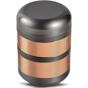 2.5" Manual Spice Grinder, Aluminum Alloy Seasoning Mill for Dry Kitchen Spices, Compact Handheld Grinder, Small Portable Kitchen Tool (Gold)