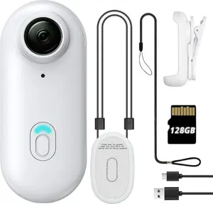 EvoMi Action Camera 4K FHD 1080P 128GB Mini Body Camera Wearable Portable Thumb-Sized Hands-Free Recording Security Button Bluetooth with Magnetic Pendant & Safety Lanyard