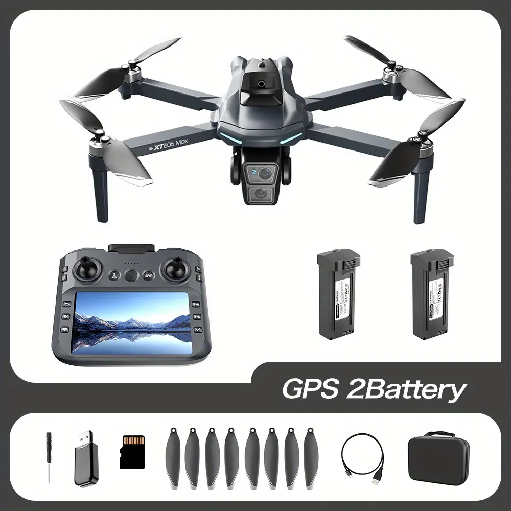 Stabilized Gimbal Drone 5G Optical Flow GPS Drone 4.3inch Screen Controller Intelligent Tracking, Surround Flight Powerful Brushless Motors Suitable for Beginners Cameras Aerial Photography Drone Navigation Quadcopter Drone Cable