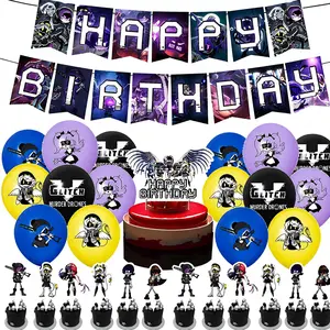 Inorganic Themed Birthday Party Decoration Set Murder Drones Banner Balloon Cake Topper for Unique Celebrations