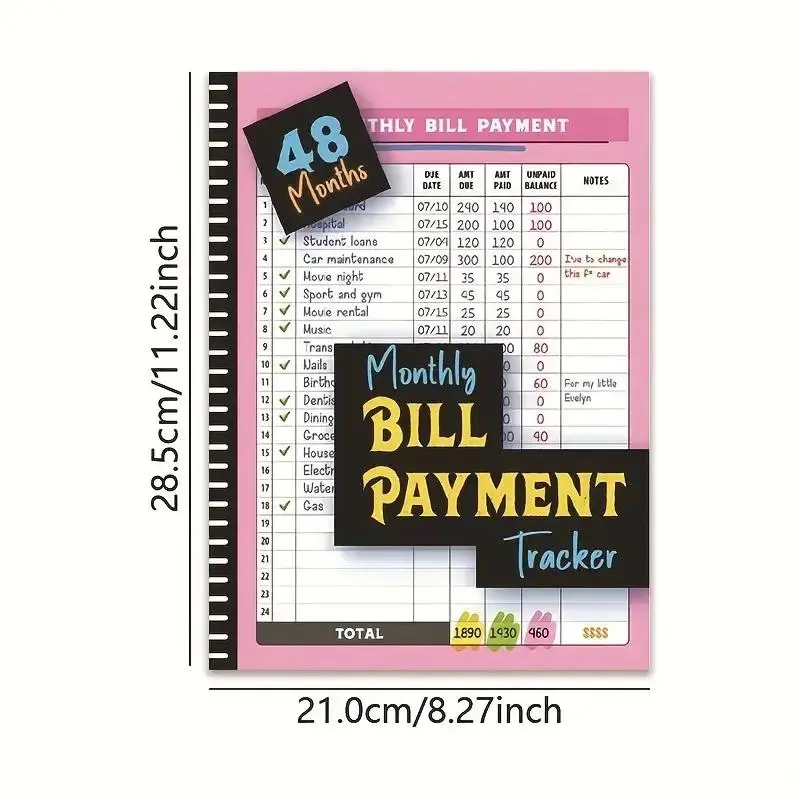 Desktop Personal Organiser - Simple Bill Payment Tool for Tracking Payment, Managing Due Dates, and Monitoring Household Spending, Office Stationery for Savings Goals