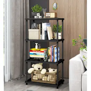 4-Tier Plastic  and Metal Freestanding Shelf Bathroom Organizer,Space-Saving And Utility Shelving,Shelving Unit Storage Rack Organizer for Home, Garage, Basement, Shed and Laundry Room