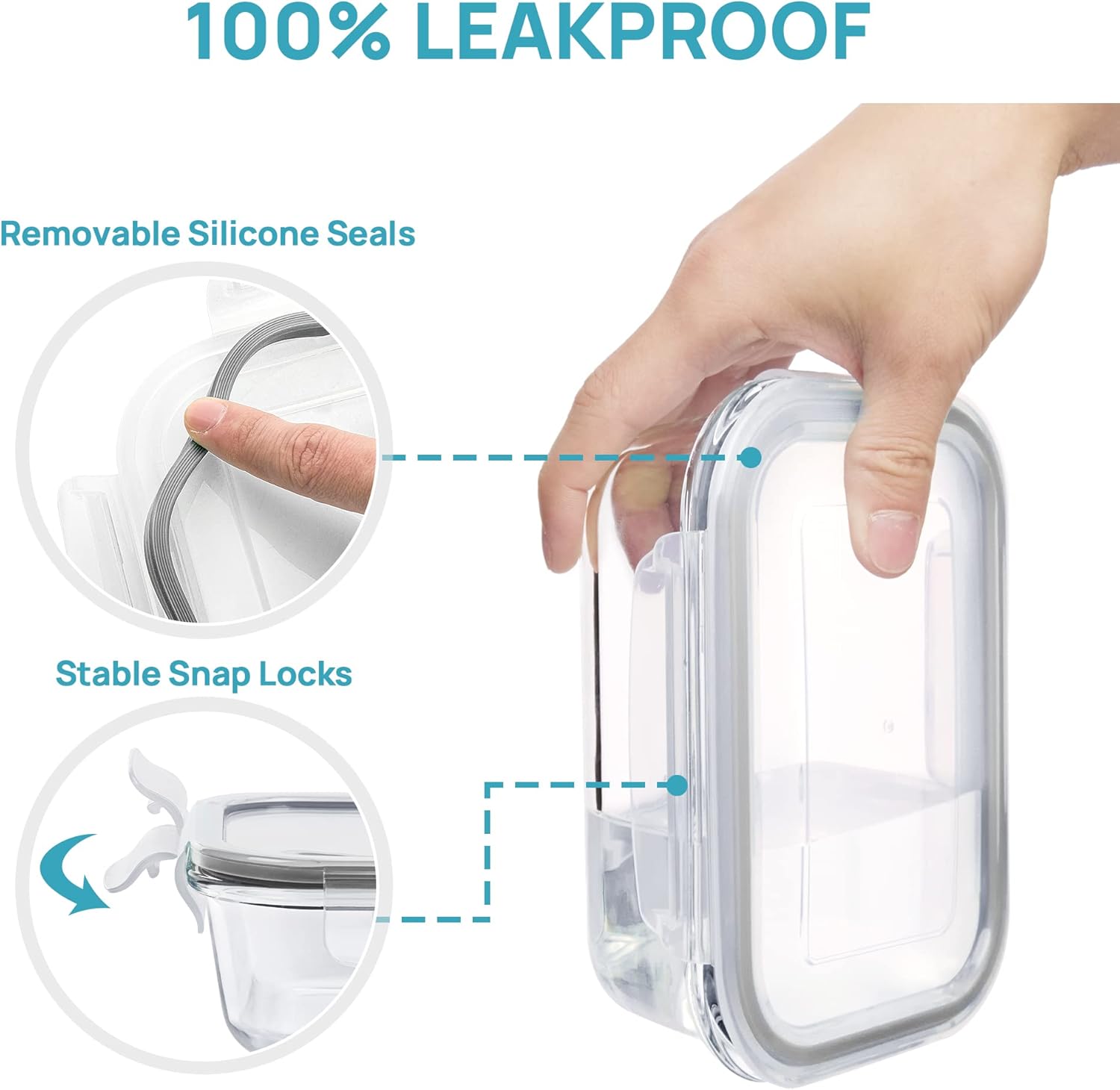 Leakproof Glass Food Storage Containers Set 18-Pack 6 Assorted Sizes with Black & Blue Lids BPA-Free Stackable for Kitchen Pantry & Lunch Storage