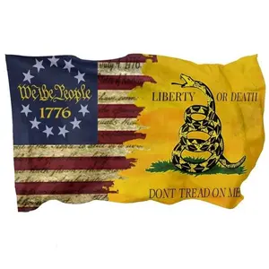 1776 Dont Tread On Me Single-Sided Flag  Flag 3x5 Ft We The People Retro American Flag Polyester Double Sided Mirror Printing Outdoor House Patriotic Banner Decorate