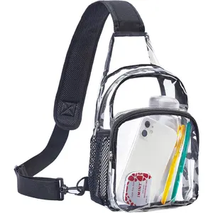 Clear Sling Bag Stadium Approved, Multipurpose Clear Shoulder Backpack, Casual Chest Daypack for Hiking, Stadium or Concerts