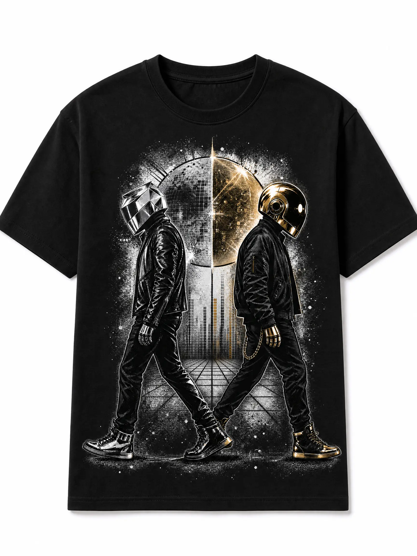 Men's Oversized 200g Cotton Short-Sleeve Crew Neck Streetwear T-Shirt - Relaxed Fit, Cyberpunk Robot Graphic, Vintage Acid Washed, Gothic Pattern, Quick-Dry, Moisture-Wicking, Metallic Fashion Unisex Top for Gym Fitness, Shortsleeve, Casual, Print