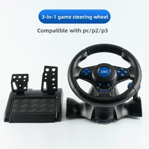 3-in-1 Racing Game Wheel /Winter Vacation At Home Must-Have 3-in-1  Gaming USB Plug & Play Desktop Adsorption Compatible with PC/PS2/PS3/Xbox360 Console Controller Accessory