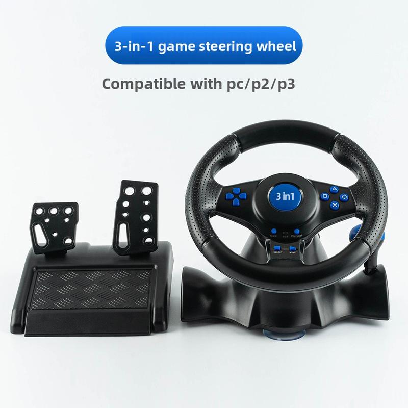 3-in-1 Racing Game Wheel /Winter Vacation At Home Must-Have 3-in-1  Gaming USB Plug & Play Desktop Adsorption Compatible with PC/PS2/PS3/Xbox360 Console Controller Accessory