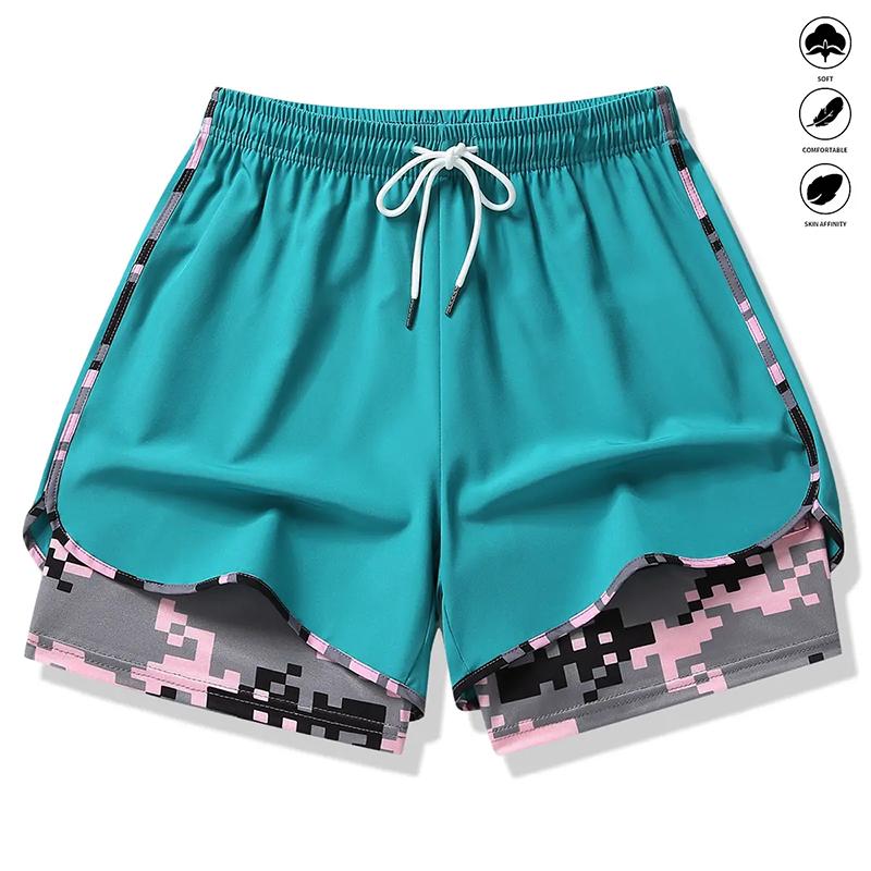 Women's 2-in-1 Athletic Shorts with Built-in Liner Adjustable Elastic Waistband Breathable Soft Fabric Camo Accent Convenient Pockets Light Purple Women's 2-in-1 Athletic Shorts with Built-in Liner Adjustable Elastic Waistband Breathable Soft Fabric Camo Accent Convenient Pockets Light Purple